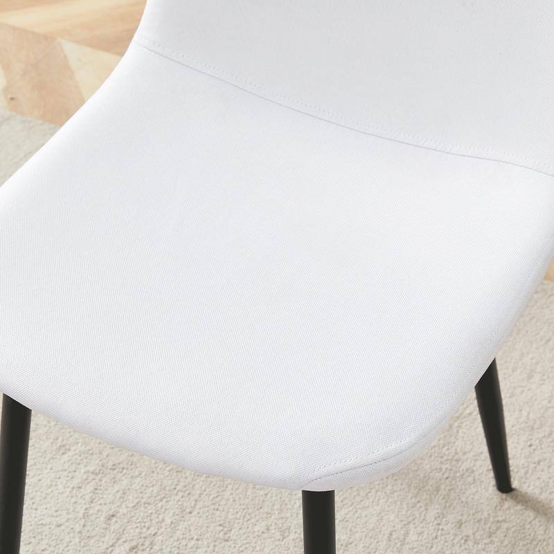 Set of 4 Modern Dining Chairs - Breathable Linen-Cotton Upholstery & Sturdy Integrated Metal Legs