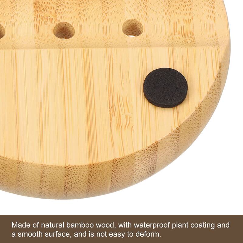 Wooden Soap Tray, Wooden Soap Dish, Natural Bamboo Soap Holder, Round - Wood Color