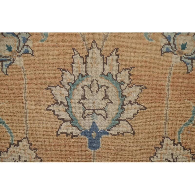 Hand Knotted Oriental 100% Wool Carpet Traditional All-Over Oranges & Rust Tabriz Area Rug - 11' 1'' X 7' 3''