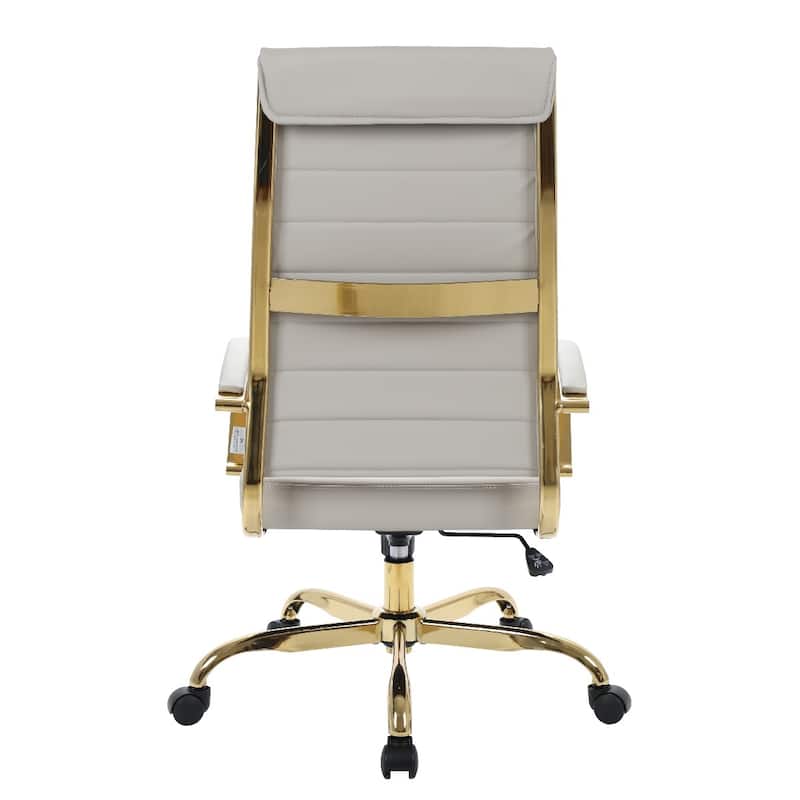 LeisureMod Benmar High-Back Leather Office Chair With Gold Frame - Red - 24.5"Dx22.5"Wx46"H