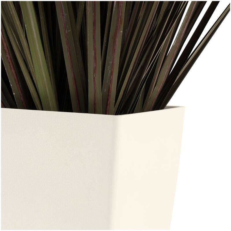Green Faux Foliage Onion Grass Artificial Plant with White Plastic Pot