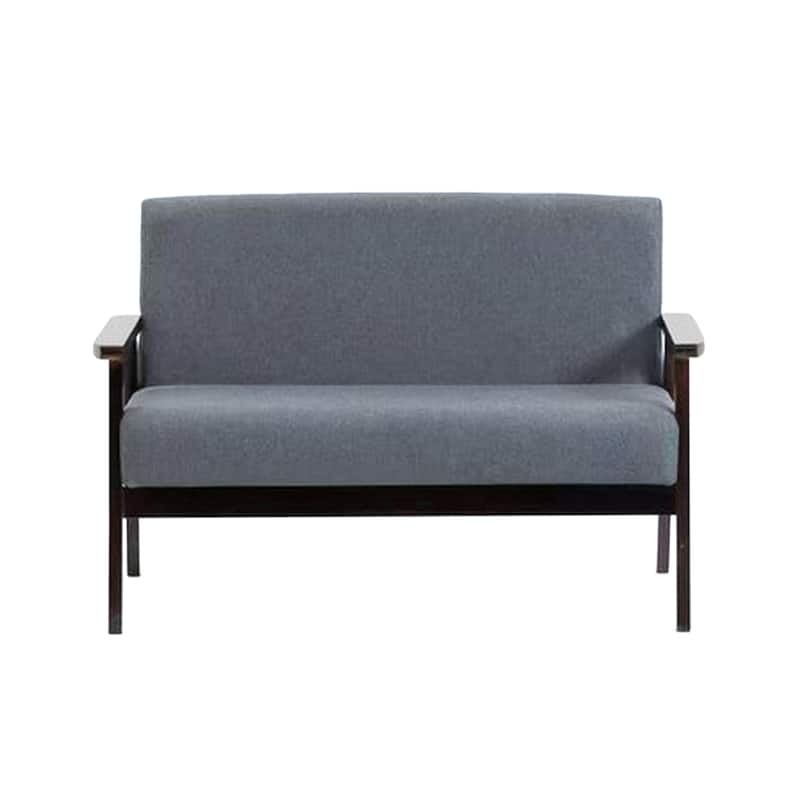 Gala 45 Inch Modern Loveseat Bench, Dark Gray Fabric, Jet Black Wood Frame - Black