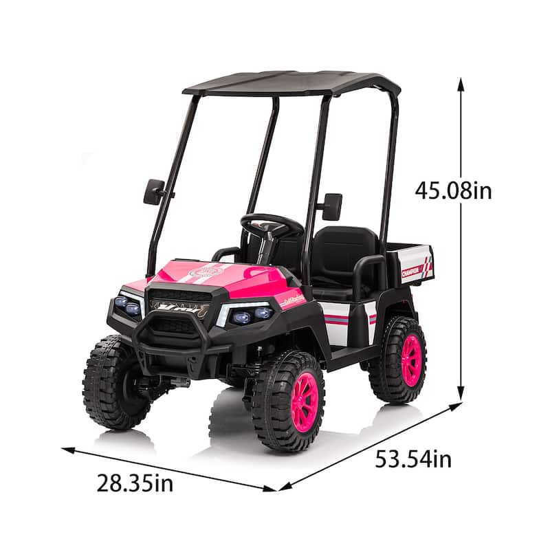 24V XL Kids Electric Ride on Track 20in Wide Seat,Removable Sunshade, Dual-Motor Drive,4-Wheel Spring Suspension,age:3-8