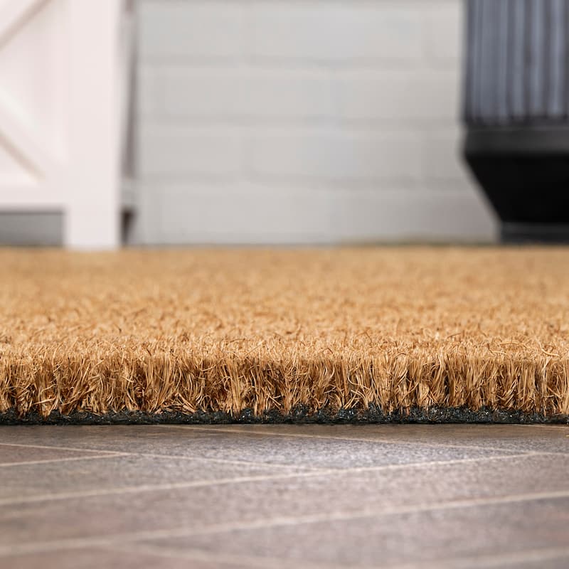 JONATHAN Y Freya Classic Casual Commerical Natural Coir Light Brown Doormat