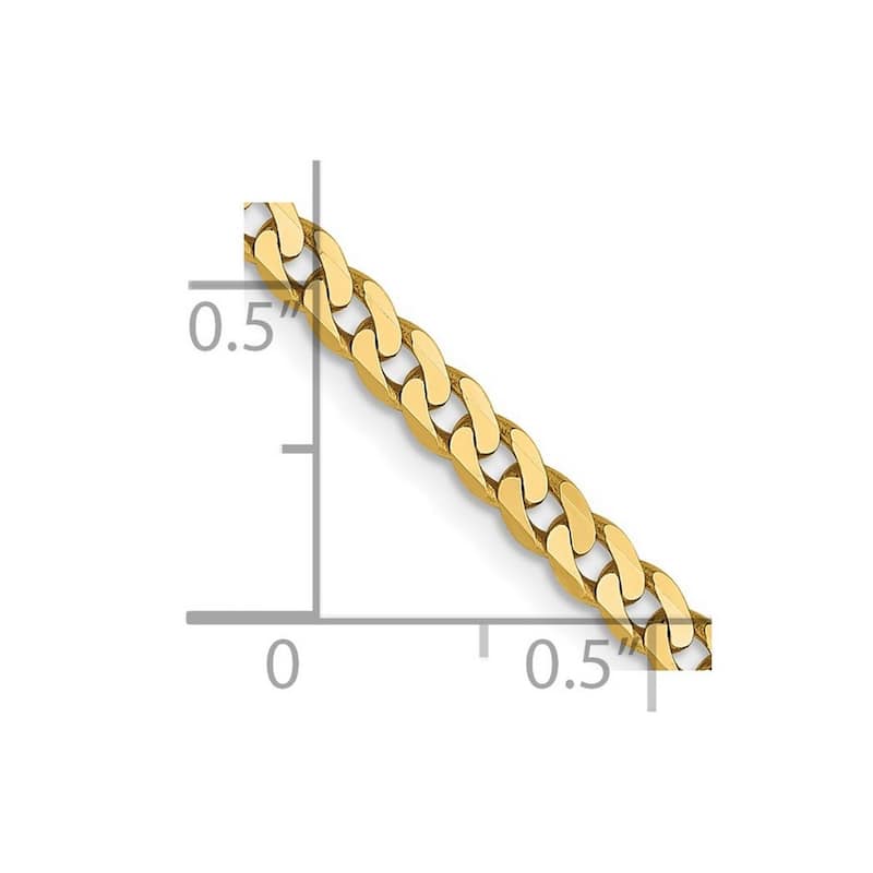 Curata 14k Yellow Gold Solid Polished 2.4mm Beveled Curb Bracelet