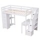 preview thumbnail 12 of 18, Twin size Loft Bed with Storage Drawers ,Desk and Stairs, Wooden Loft Bed with Shelves, No box spring required- White
