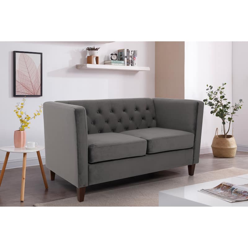 Lisette 56.7'' Velvet Square Arm Loveseat