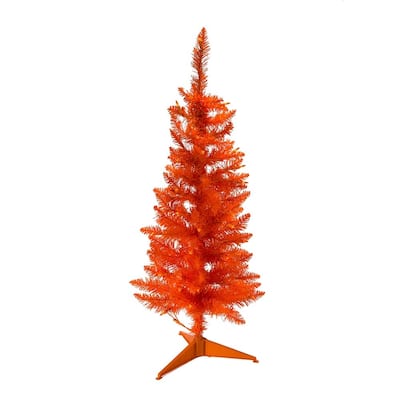 Kurt Adler 3 Foot Pre-Lit Slim Orange Christmas Tree