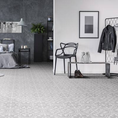 Merola Tile Arte Soft Grey 9-3/4" x 9-3/4" Porcelain Floor and Wall Tile - Case (16 Tiles)