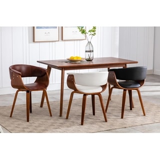 Porthos Home Meir Dining Chair PU Leather Upholstery Walnut Wood