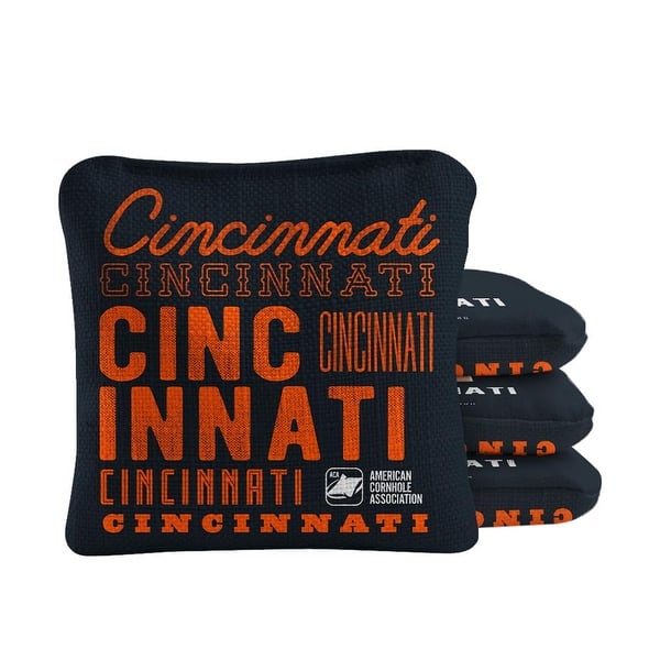 slide 2 of 4, Cincinnati Football Black Dual Sided Cornhole Bags