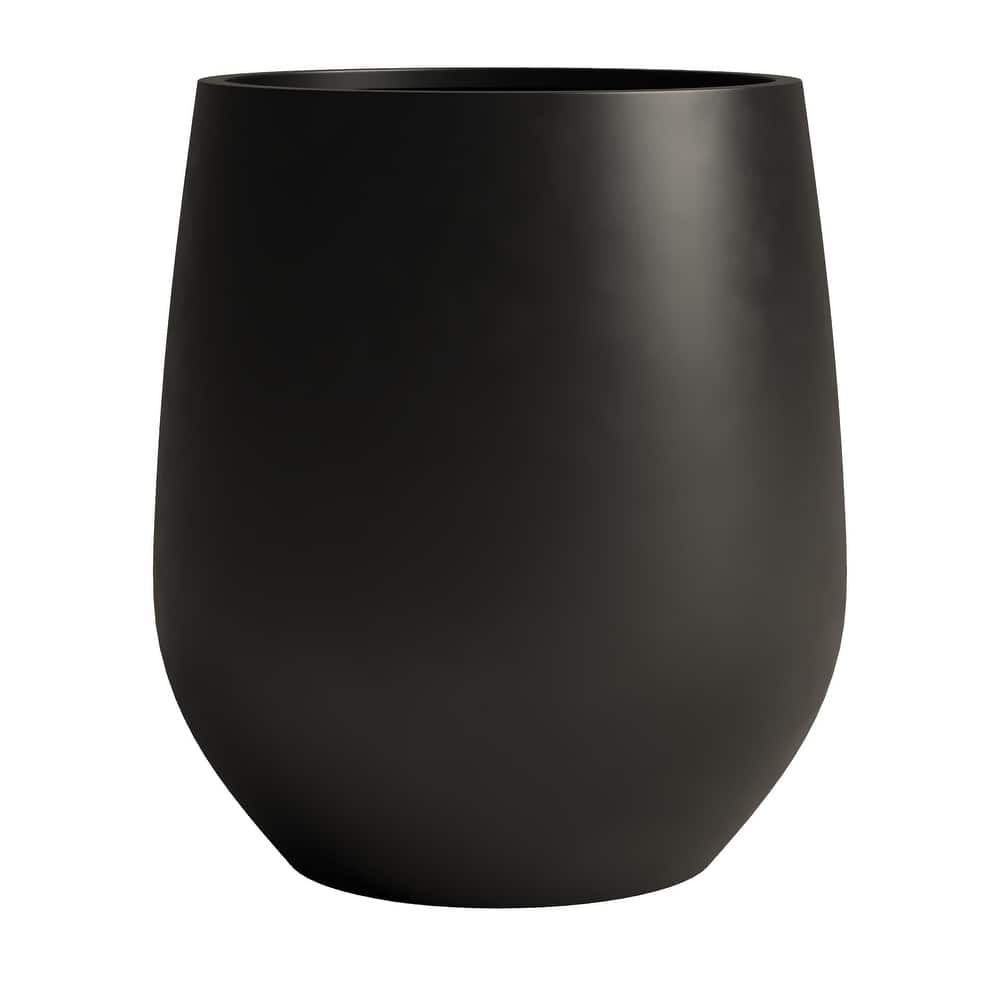 DTY Signature Mount Wilson 1-Piece Fiberstone Tapered Planter for Indoor/Outdoor, Black