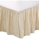 preview thumbnail 5 of 5, Cozy Line Golden Farmhouse Ticking Cotton Bed Skirt Cream Striped Ruffled Dust Ruffle, Tailored 16" Drop King - Golden