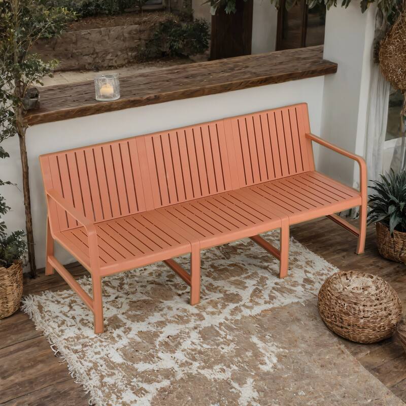 Malwee Indoor/Outdoor Furniture Chair Set with Table, All-Weather UV Resistant PP Material, for Garden, Balcony & Living Room - Apricot Brown - 1-Piece