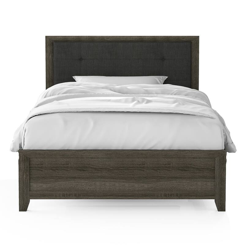 Aury Transitional Grey Upholstered Tufted 6-piece Panel Bedroom Set by Furniture of America