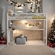 preview thumbnail 2 of 13, Twin over Twin Bunk Bed with Desk, Ladder and Guardrails for Home