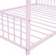 preview thumbnail 10 of 9, Pink Full Size Metal House Bed with Roof, Fence, and Back for Kids