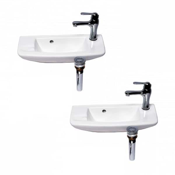 Shop Small Wall Mount White Vessel Sink With Chrome Drain