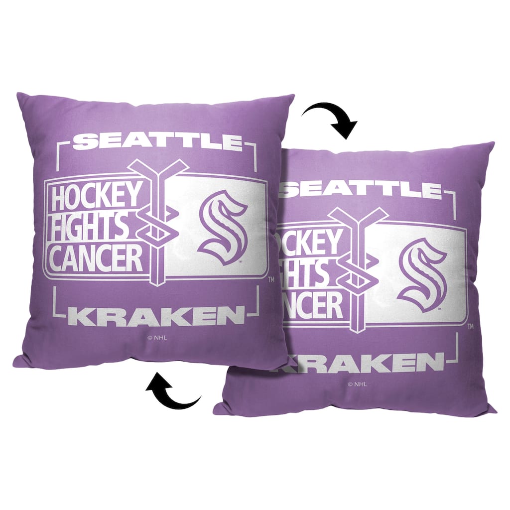NHL Seattle Kraken Hockey Fights Cancer Fight For 18 Inch Throw Pillow