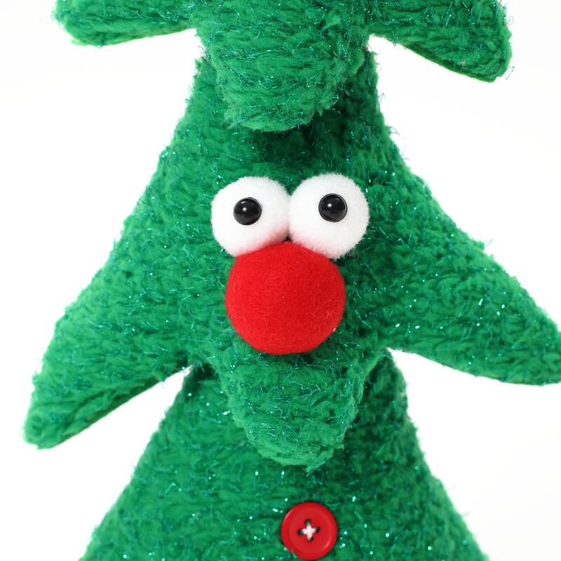 Animated Singing Green 17" Tall Christmas Tree Holiday Decoration, Battery Operated - 17" H x 7.5" W x 4.5" D