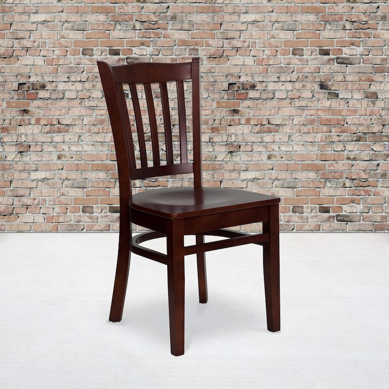 Vertical Slat Back Wooden Restaurant Chair - 16.75"W x 20.75"D x 34.5"H