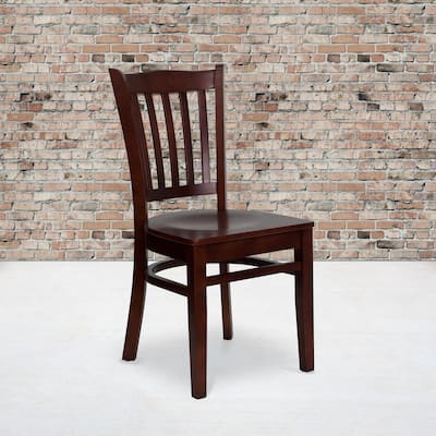 Vertical Slat Back Wooden Restaurant Chair - 16.75"W x 20.75"D x 34.5"H
