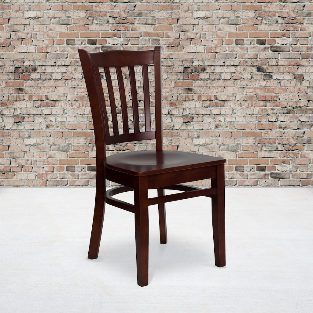 Vertical Slat Back Wooden Restaurant Chair - 16.75"W x 20.75"D x 34.5"H