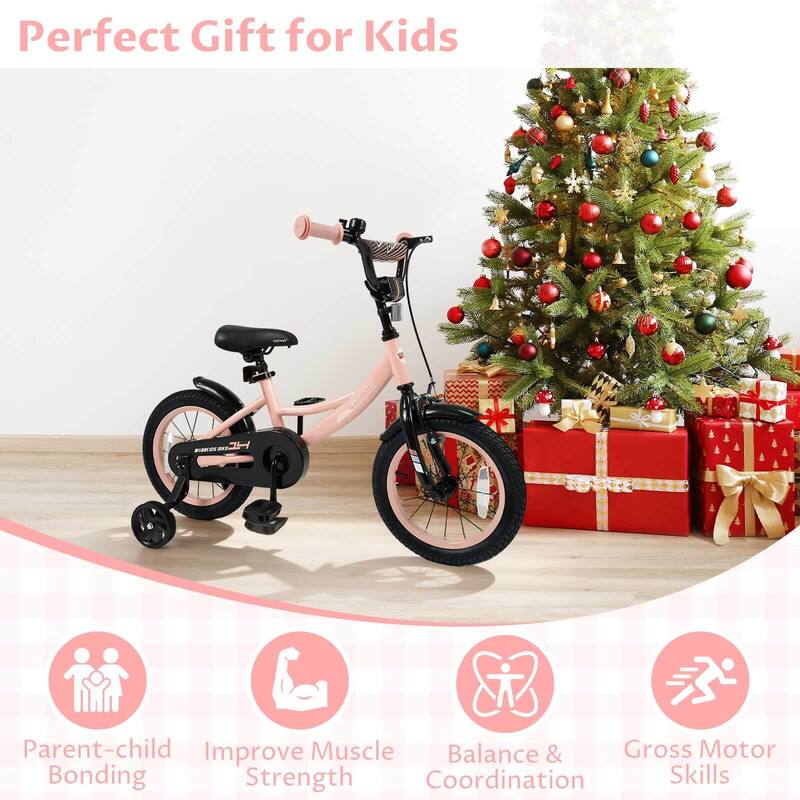Costway 14" Kids Bike with Removable Training Wheels Adjustable Seat & - See Details