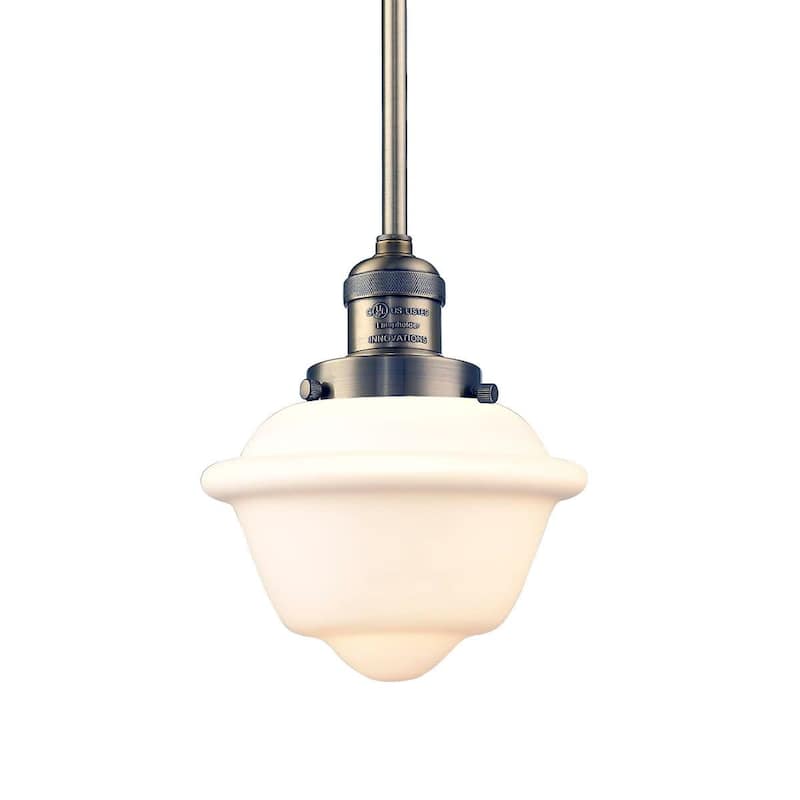 Innovations Lighting Small Oxford Single Light 8" Wide Mini Pendant - Brushed Brass / Matte White Cased