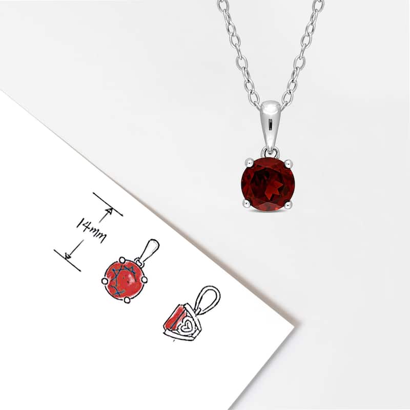 Miadora Birthstone Gemstone Heart Design Solitaire Necklace Sterling Silver