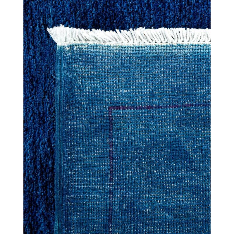 Overton Hand Knotted Wool Vintage Inspired Modern Contemporary Overdyed Blue Area Rug - 8' 8" x 11' 10"