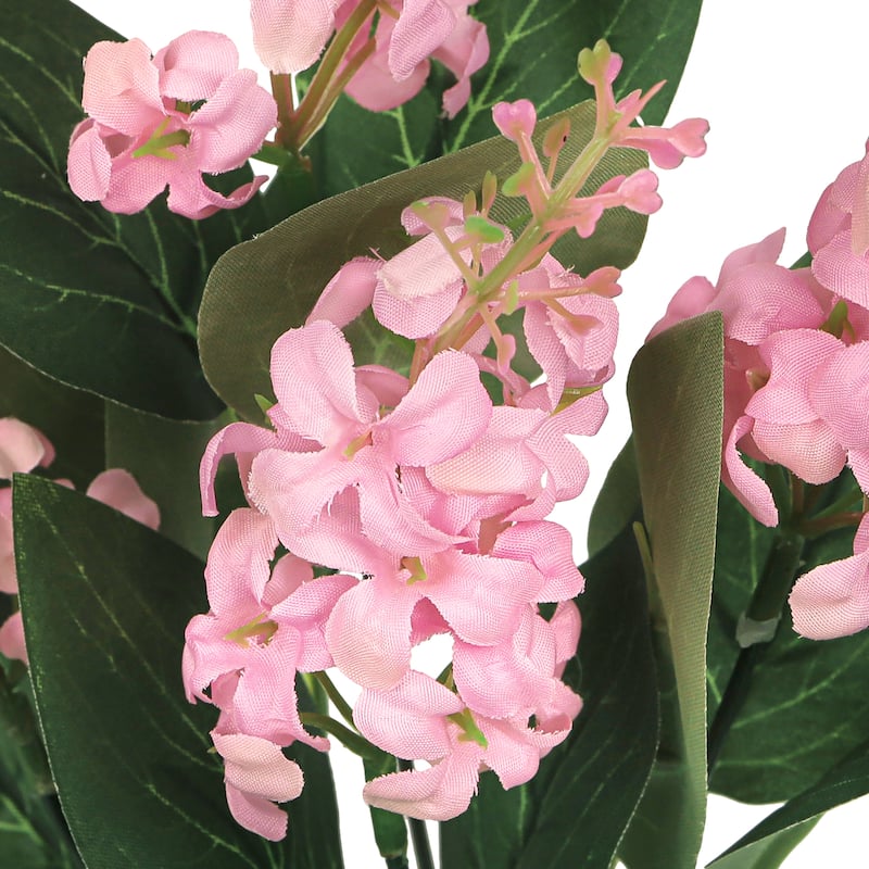 Set of 12 Pink Artificial Stock Flower Stem Bush Bouquet 15in - 15" L x 6" W x 6" DP