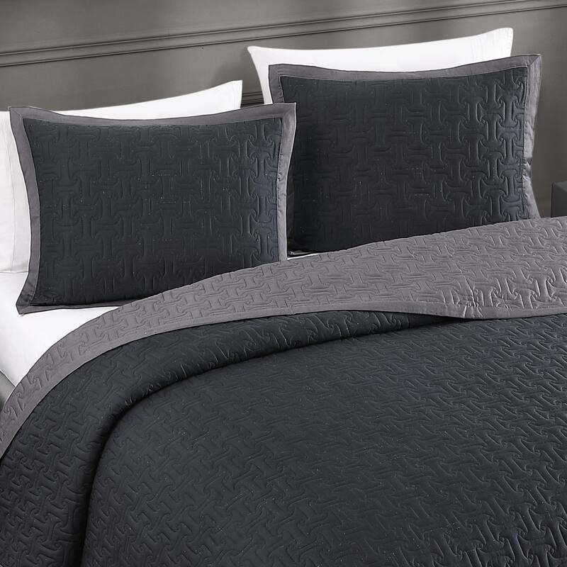 Bebejan 100% Cotton Sateen 3 Piece Textured Quilted Coverlet Set