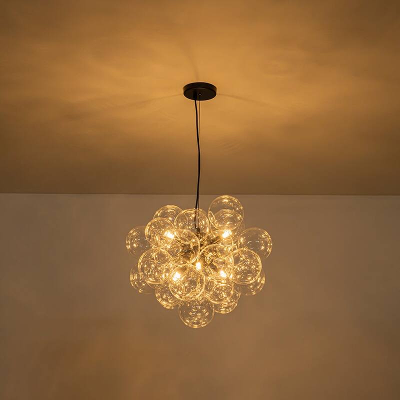 Glam 6-Light Dimmable Cluster Glass Globe Bubble Chandelier