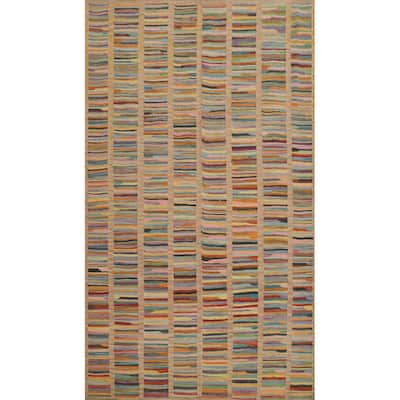 Hand Woven Oriental 100% Wool Carpet Southwestern Modern Multi-Colored Kilim Area Rug - 7' 8'' X 4' 9''