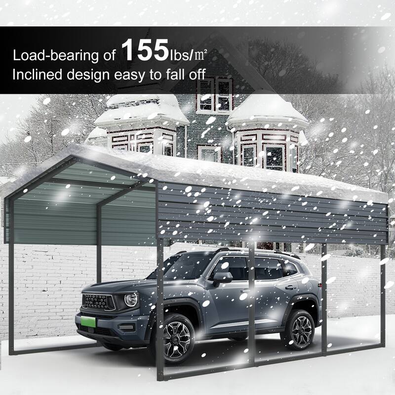 Heavy-Duty Outdoor Carport – Galvanized Steel Roof & Frame, Large Metal Canopy for Cars & Trucks (302 lbs)