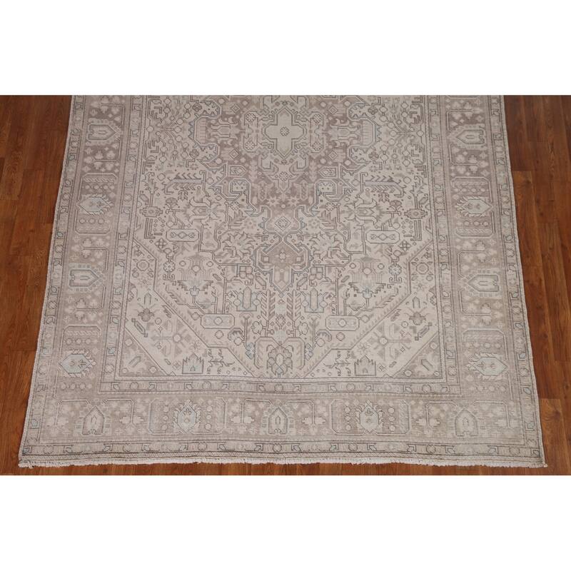 Distressed Tabriz Persian Rug Hand-knotted Wool Carpet - 6'3" x 9'6"