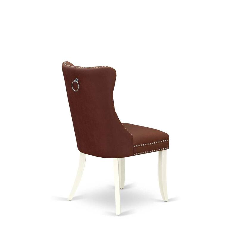 Parsons Dining Chairs Set of 2 - Burgundy Faux Leather Padded Chairs with Nailhead Trim