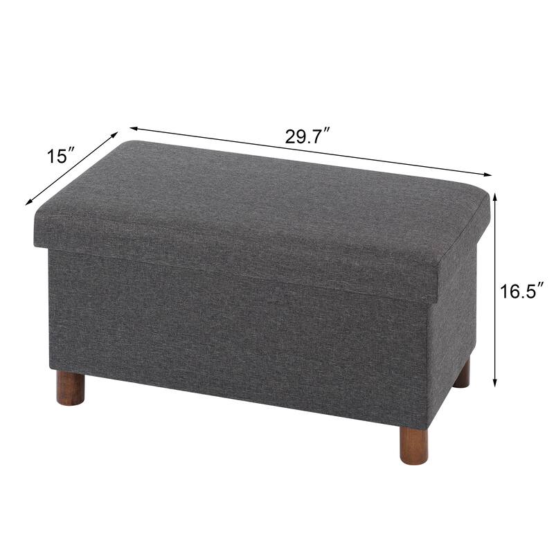 Adeco 30 Inches Storage Ottoman Bench for Living Room