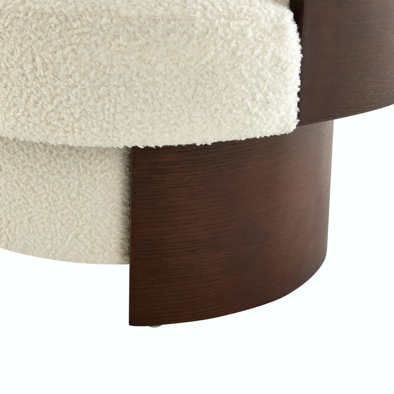 Modern 32'' Curved Sculptural Swivel Barrel Chair, 360° Swivel Base, Upholstered Accent Chair