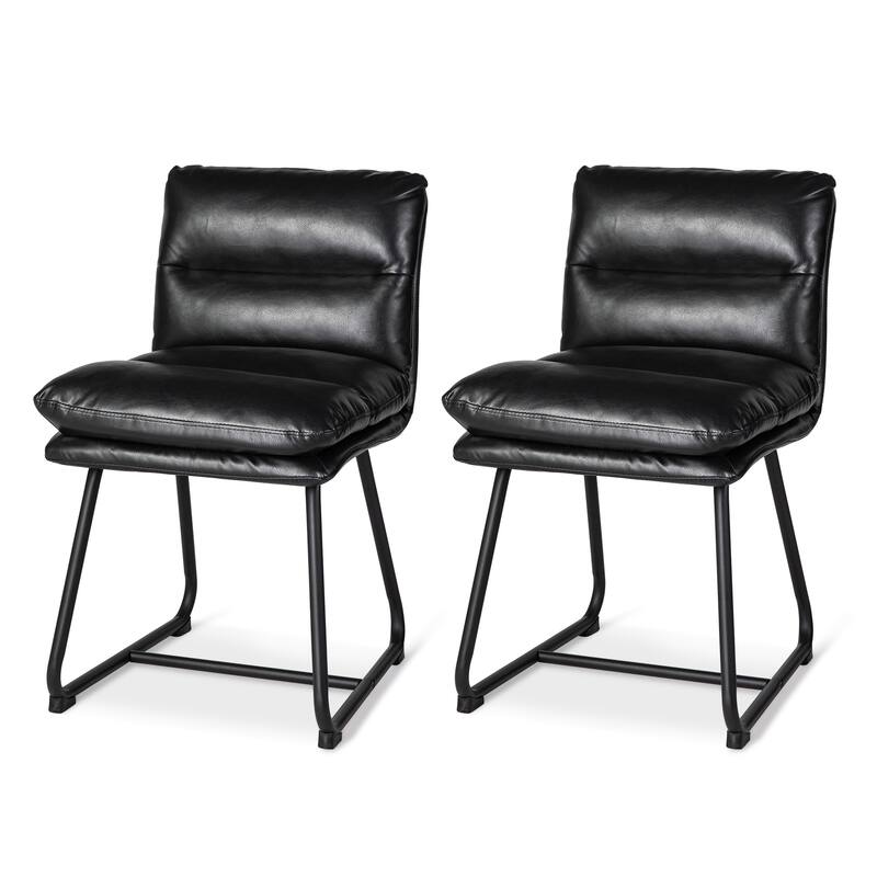 Glitzhome Set of 2 Modern Faux Leather Soft Springy Metal Legs Counter or Bar Stools