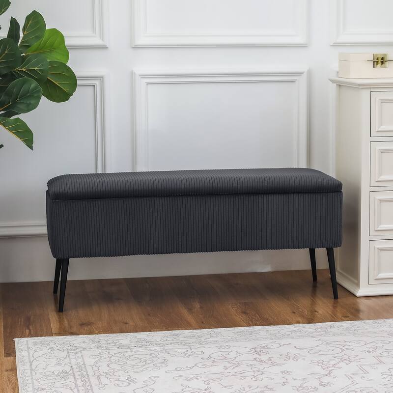Adeco Upholstered Velvet Storage Bench 44 Inches Bed End Bench