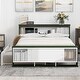 preview thumbnail 1 of 10, Full Platform Bed with Trundle & USB Charging, Storage Headboard and Footboard, White+Green Green