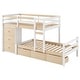 preview thumbnail 22 of 28, Twin over Twin Wooden Loft Bunk Bed with Built-In Ladder and Drawers,Modern Cabin Design