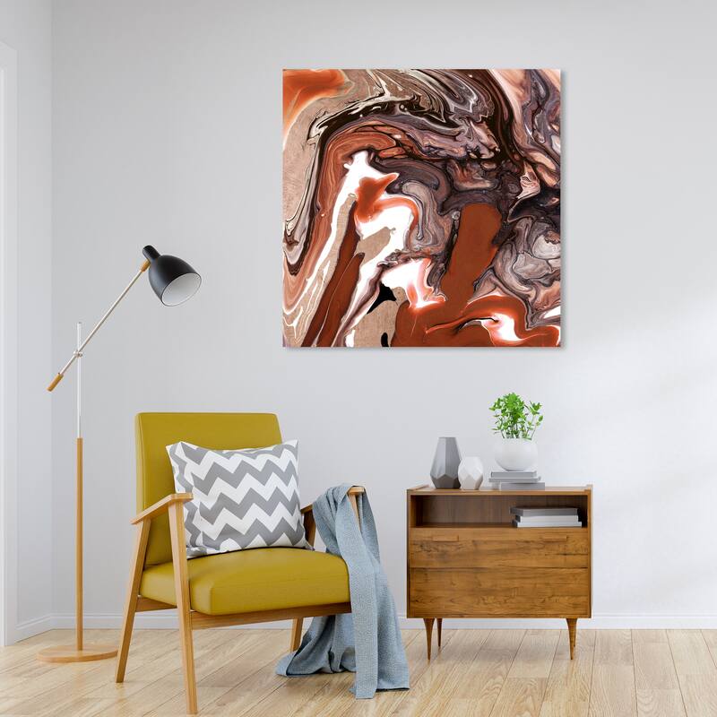 Wynwood Studio Canvas Abstract Maroon Brown and Dark Brown Modern & Contemporary Wall Art Canvas Print - 30 x 30