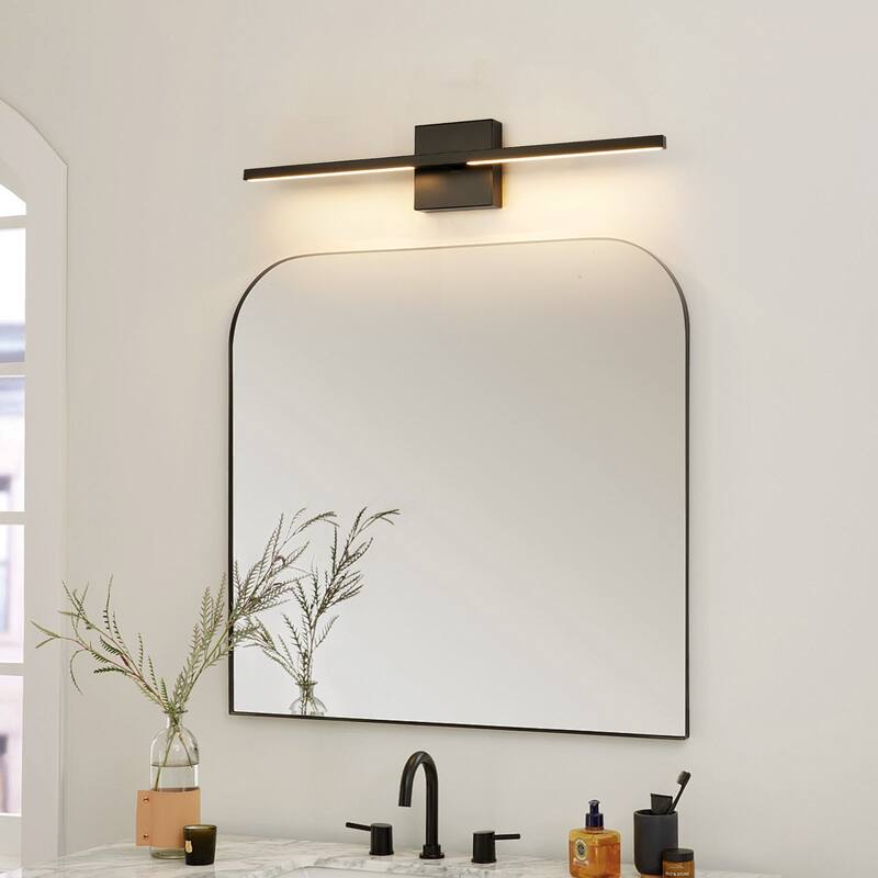 1-Light 23.8 in. Black Modern Simple Linear Dimmable Integrated LED Bathroom Vanity Light - 23.8 in. W x 4.52 in. H x 3.34 in. D
