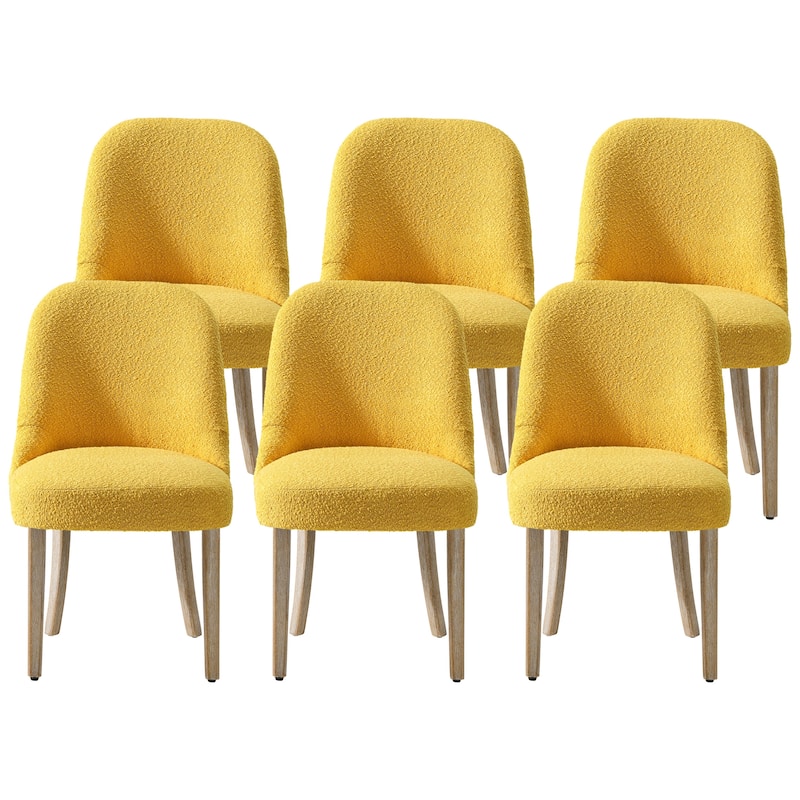 Farmhouse Water and Stain Resistant Boucle Upholstered Side Chair (Set of 6)