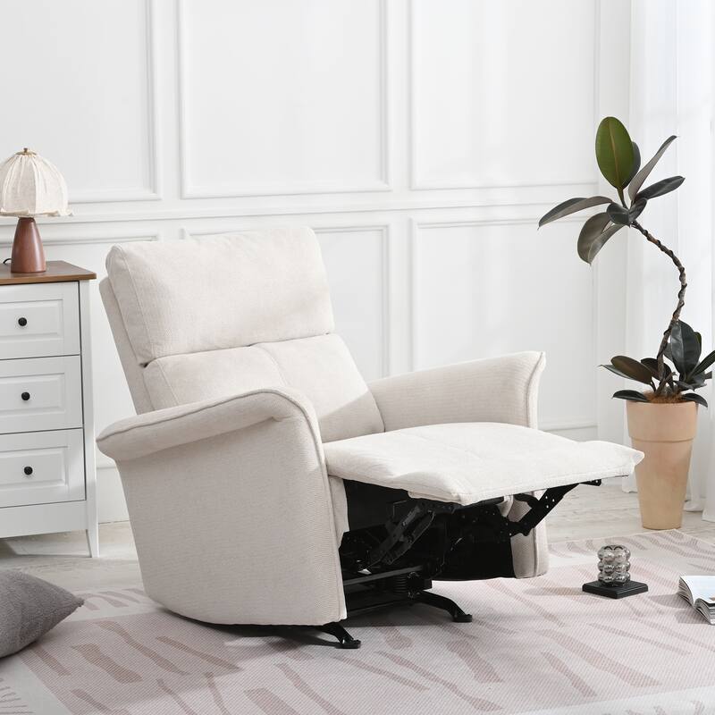 Manual Rocker Recliner Chair,Manual Rocking Glider Recliner,Fabric Nursery Chair,Single Sofa Recliner,Wide Armrests - Gray