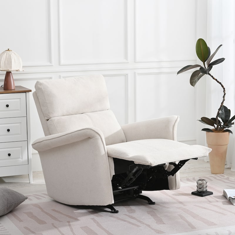 Manual Rocker Recliner Chair for Adults,Manual Rocking Glider Recliner for Small Spaces,Fabric Nursery Chair - Gray