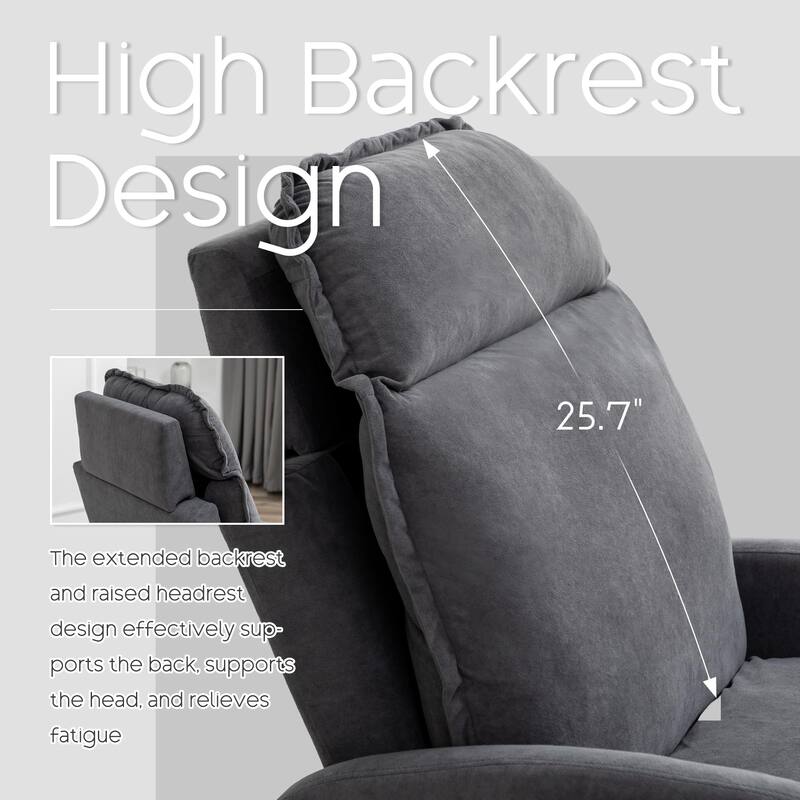 HOMYKA Upholstered Lounge Accent Chairwith Adjustable Backrest Storage Ottoman